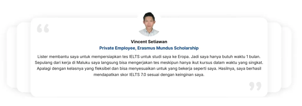 Testimoni kursus ielts lister